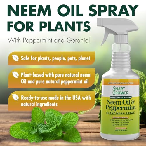 Neem Oil Plant Spray with Peppermint Oil - Pure Plant Wash for Indoor and Out of doors Use by Good Grower, 16oz Prepared-to-Use Method